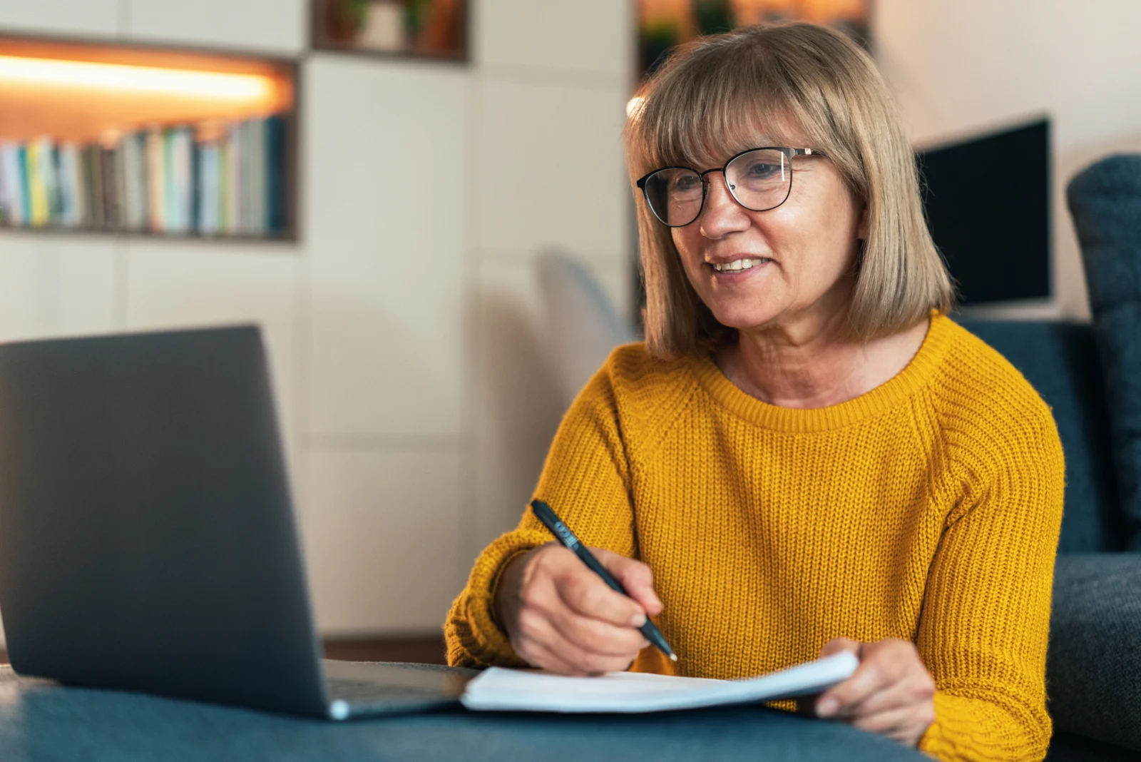 Woman attending online dementia education session